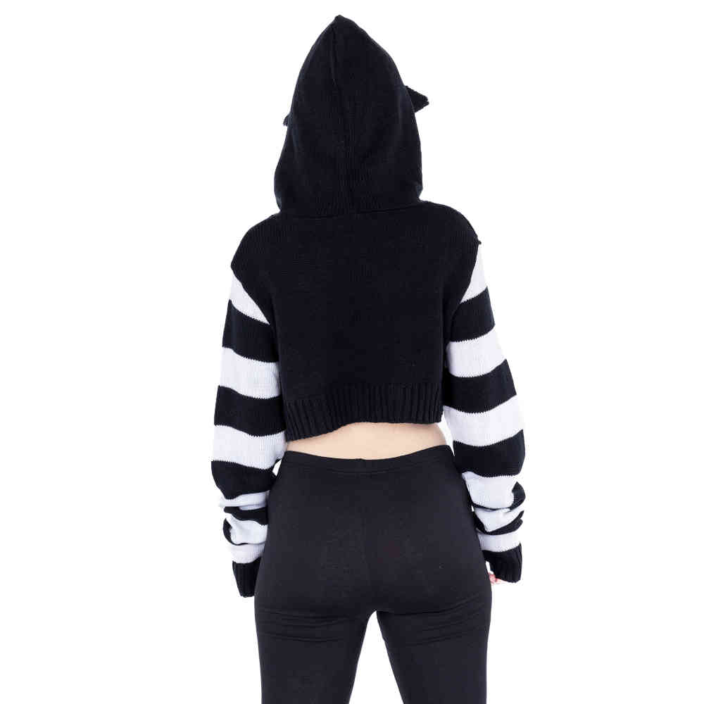 Cupcake Cult - Cute Kitty Sweat à capuche - Noir/Blanc